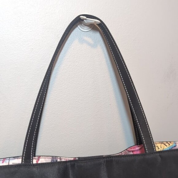 3/$20 Lancome Paris Makeup Tote Bag Shoulder Travel Purse Postcard Stamp Lining - Picture 2 of 8